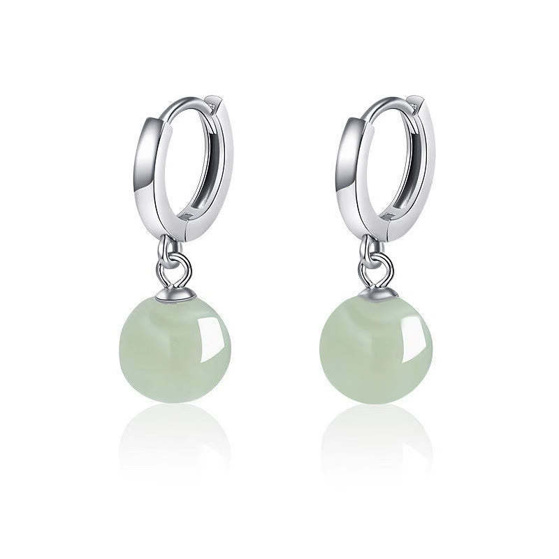 Round Jade Bead Prosperity Earrings