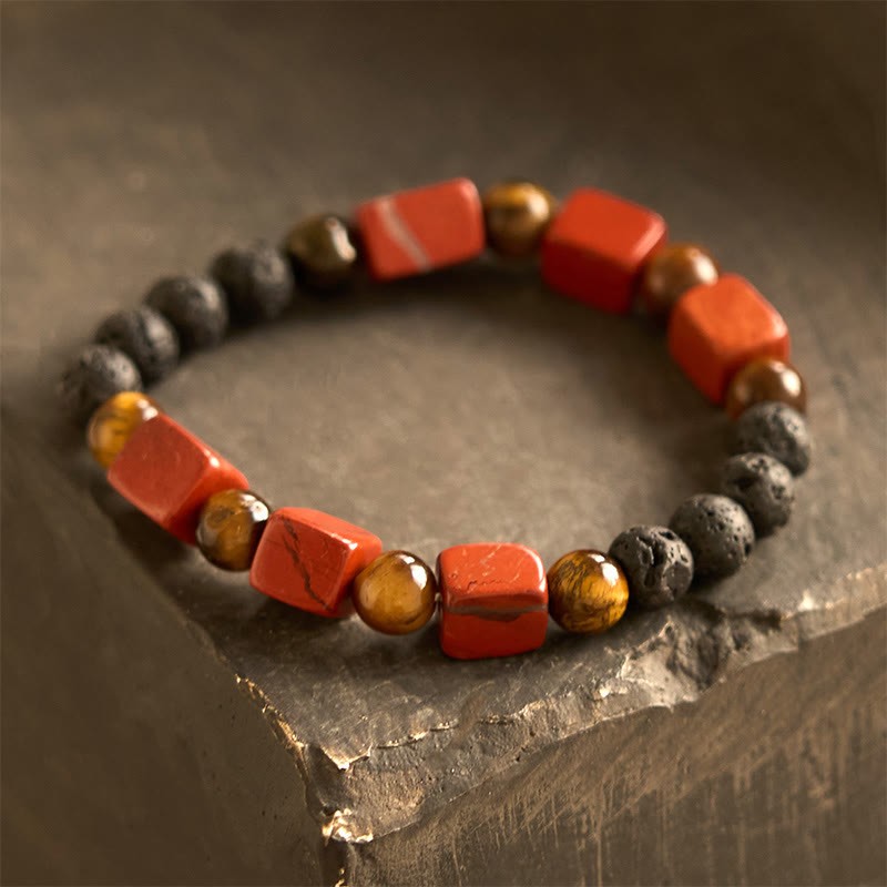 Various Crystals Cube Amethyst Lava Rock Support Bracelet