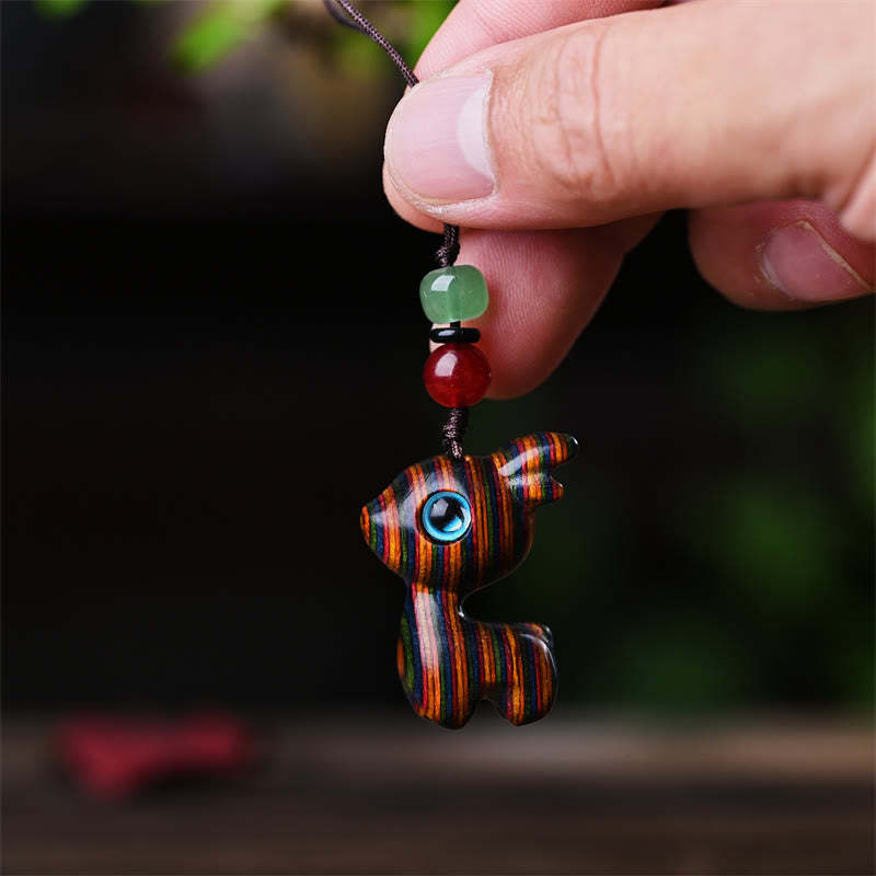 Small Leaf Red Sandalwood Ebony Wood Sandalwood Green Sandalwood Lucky Mini Cat Deer Sooth Phone Hanging Decoration