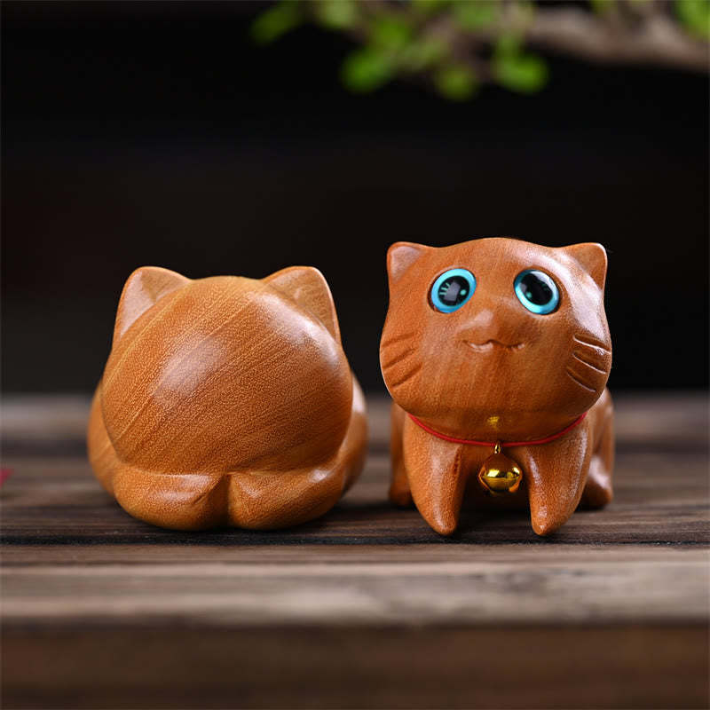 Small Cute Confident Sleeping Cat Sandalwood Healing Home Decoration