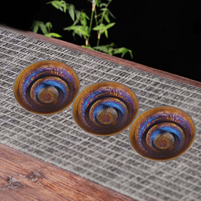 Chinese Jianzhan Colorful Milky Way Glaze Ceramic Teacup Tenmoku Kung Fu Tea Cup