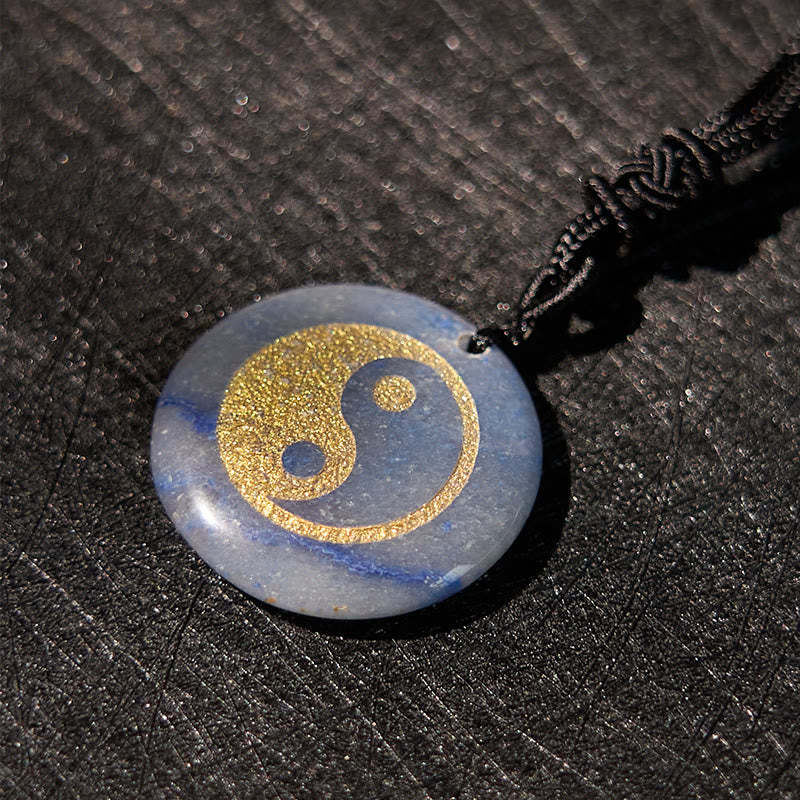Various Crystal Amethyst Tiger Eye Green Aventurine Yin Yang Spiritual Necklace Pendant
