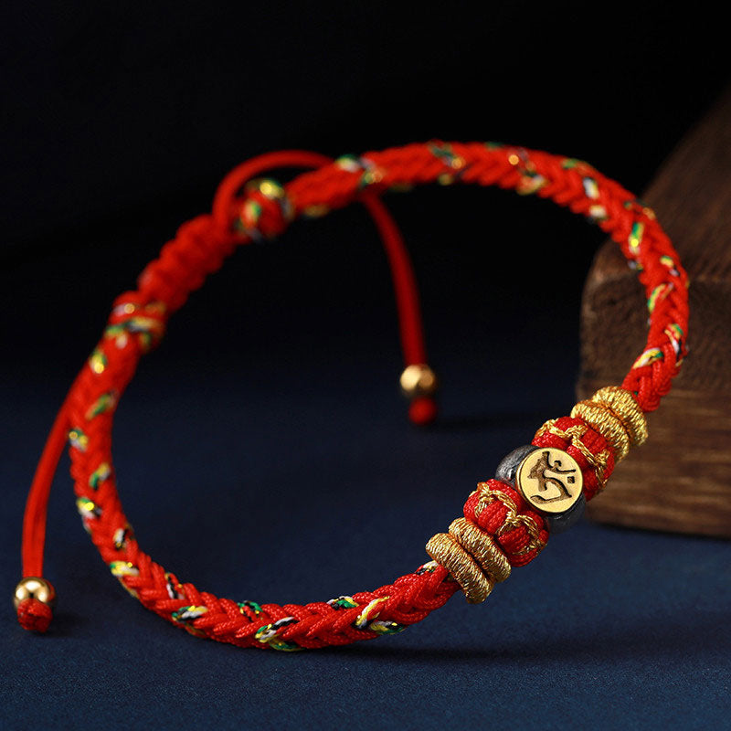 Chinese Zodiac Natal mystic zen Silver Luck Braided String Bracelet