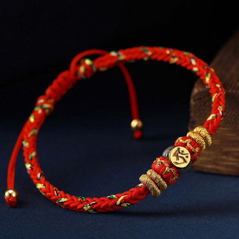 Chinese Zodiac Natal mystic zen Silver Luck Braided String Bracelet