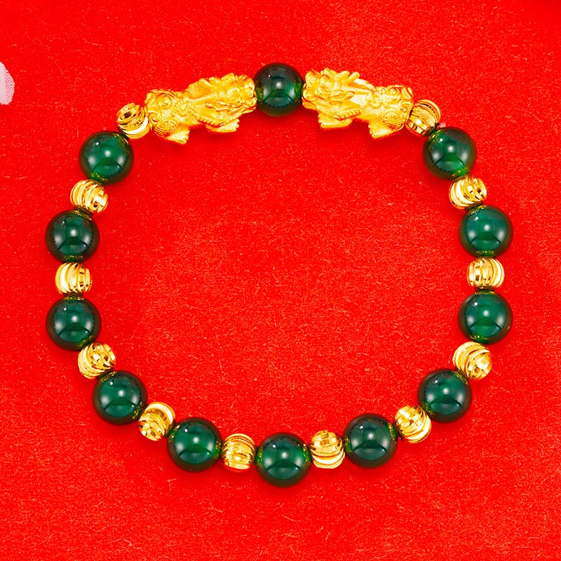 Electroplating Golden Double Pixiu Wealth Bracelet