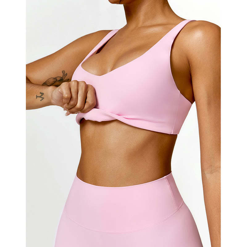 Gym Sports Yoga Backless Bra Crop Tank Top Shorts