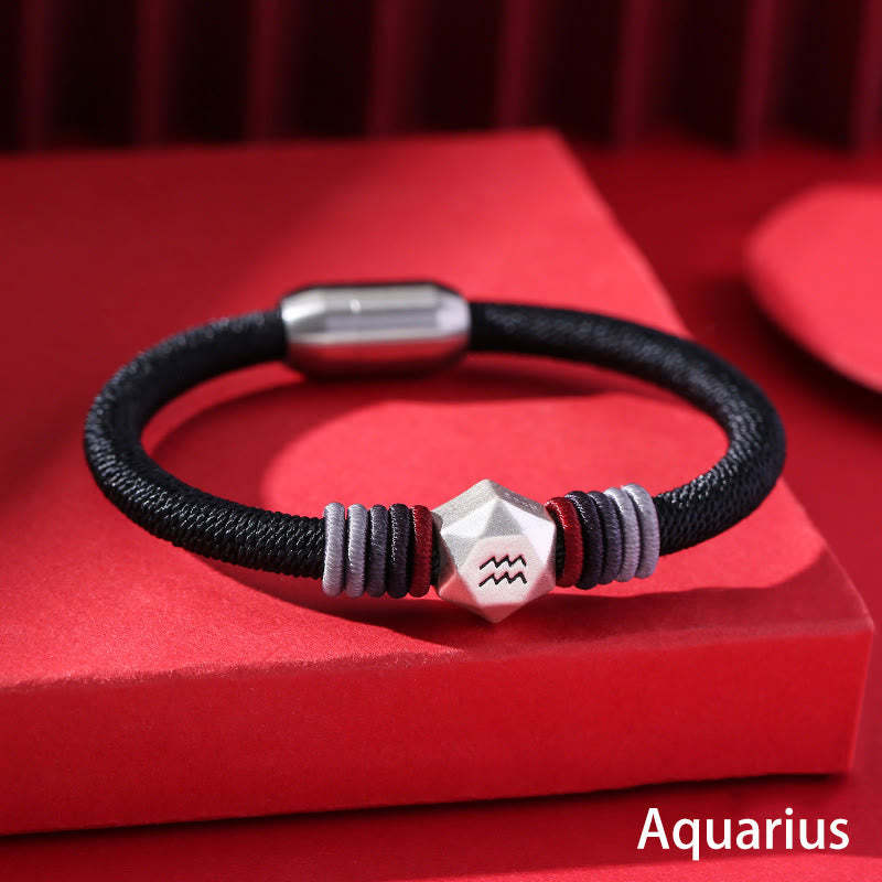 999 Sterling Silver 12 Constellations of the Zodiac Blessing Handmade String Bracelet
