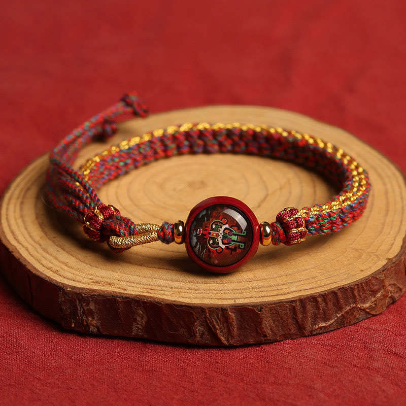 Colorful Rope Cinnabar Thangka Blessing Braided Bracelet