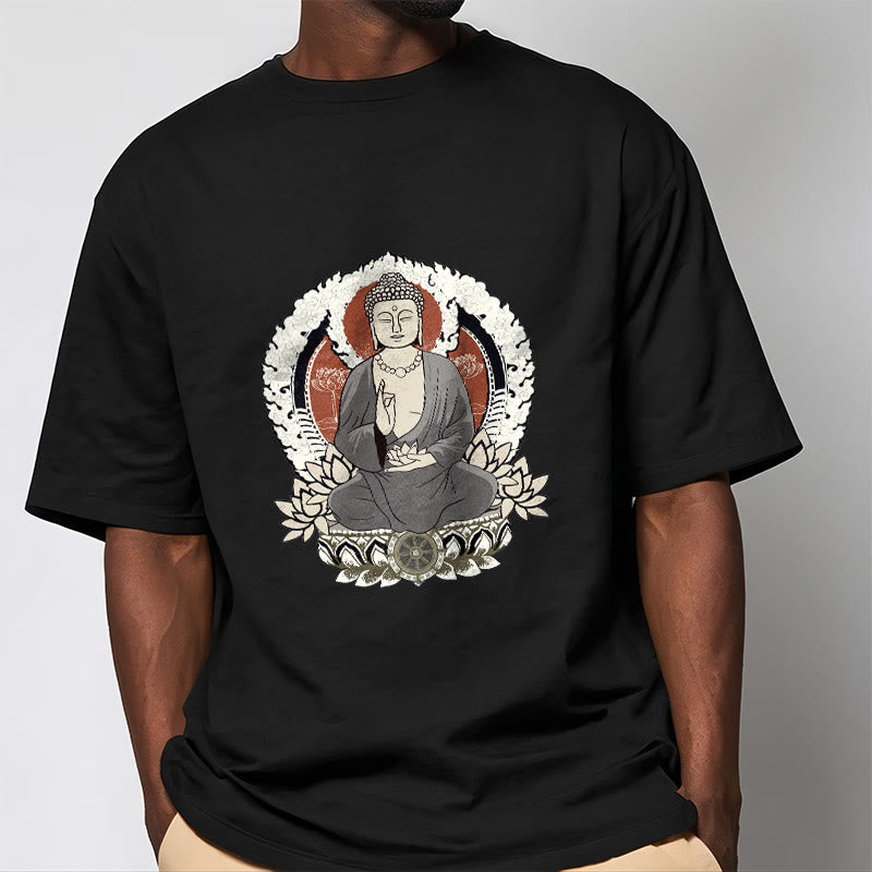 Meditating mystic zen Sitting With Lotus Pattern Tee T-shirt