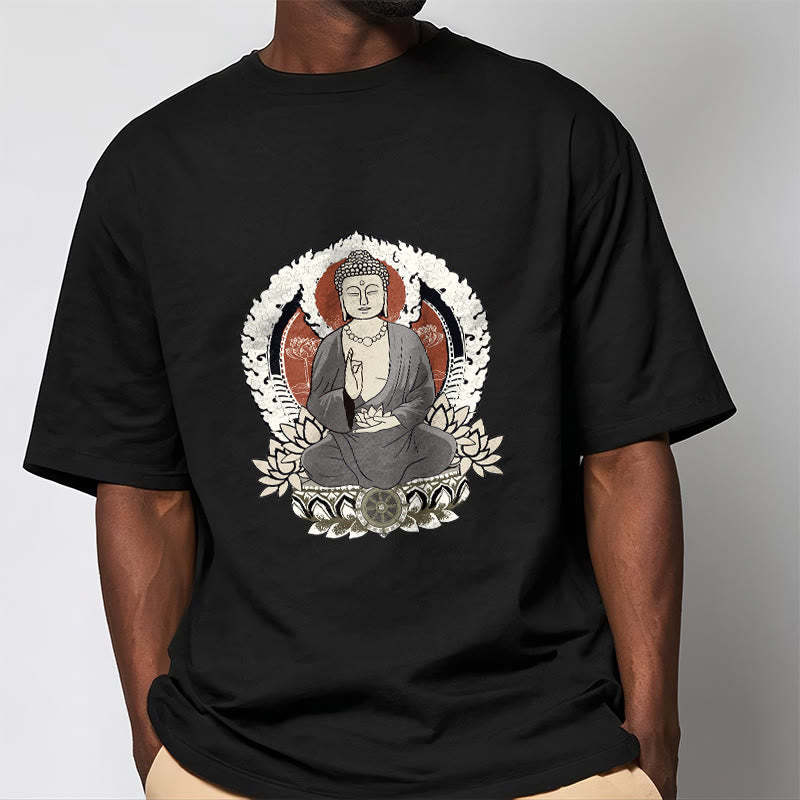 Meditating mystic zen Sitting With Lotus Pattern Tee T-shirt