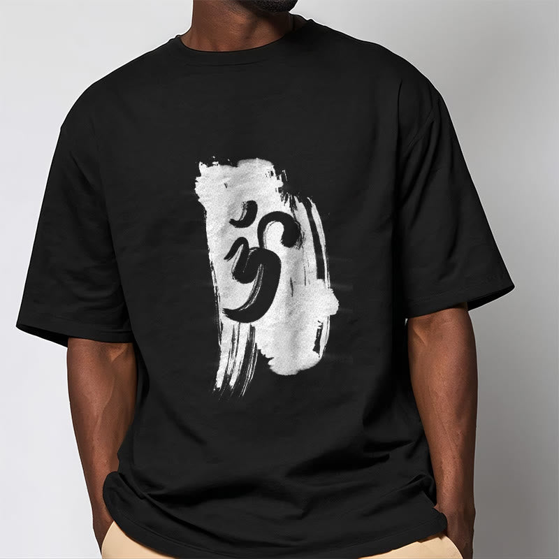 OM Ink Background Cotton Tee T-shirt