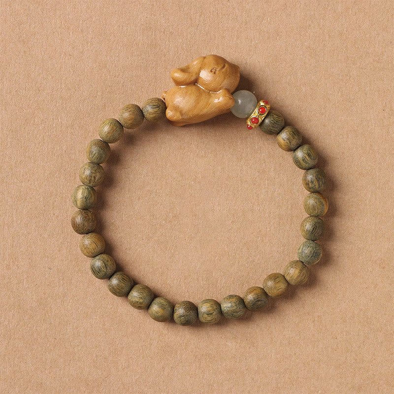 Green Sandalwood Gold Sandalwood Cute Rabbit Positive Bracelet