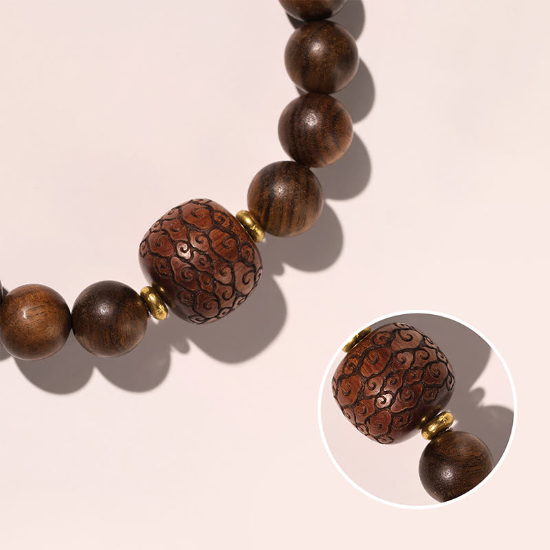 Rosewood Auspicious Clouds Totem Fu Character Bamboo Pattern Warmth Bracelet