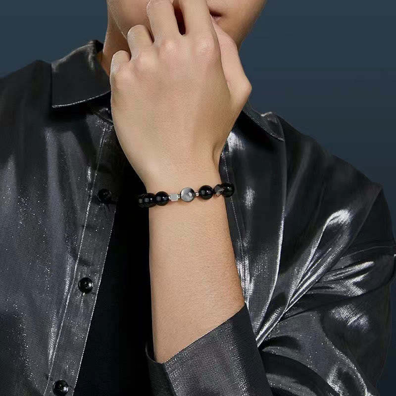 Black Obsidian Eagle's Eye Stone Gold Sheen Obsidian Tiger's Eye Strength Bracelet