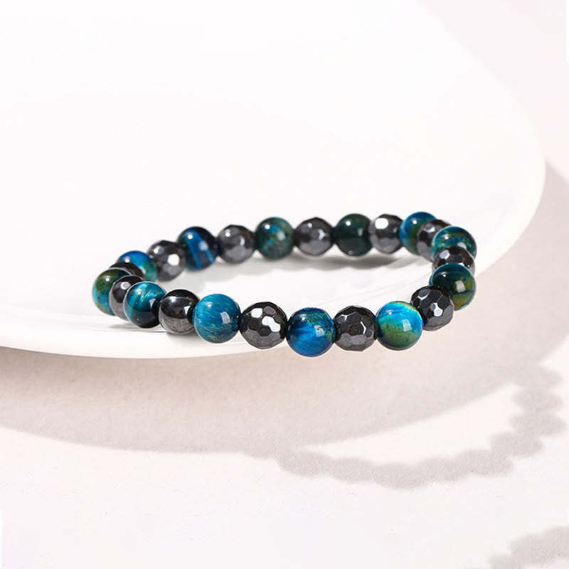 2Pcs Hematite Tiger Eye Blue Tiger Eye Powerful Bracelet Set