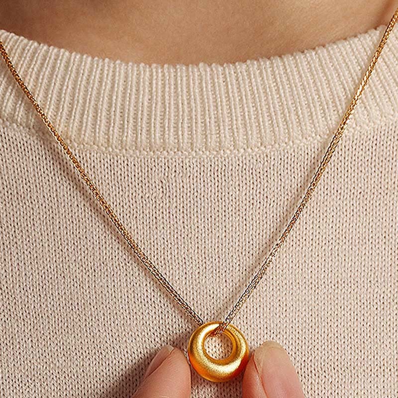 999 Gold Peace Buckle Auspicious Necklace Pendant