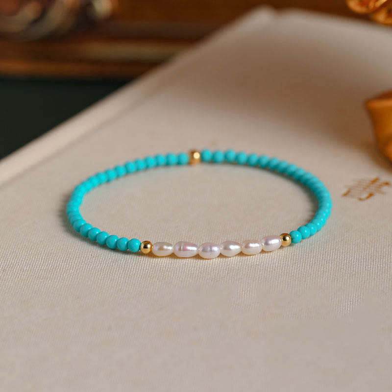 Turquoise Red Agate Pearl Small Beaded Protection Bracelet