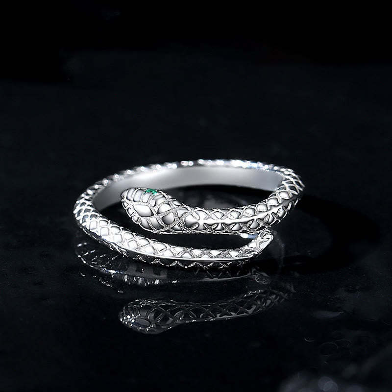 999 Sterling Silver Adjustable Snake-shaped Wrap Open Year Of The Snake Blessing Calm Ring
