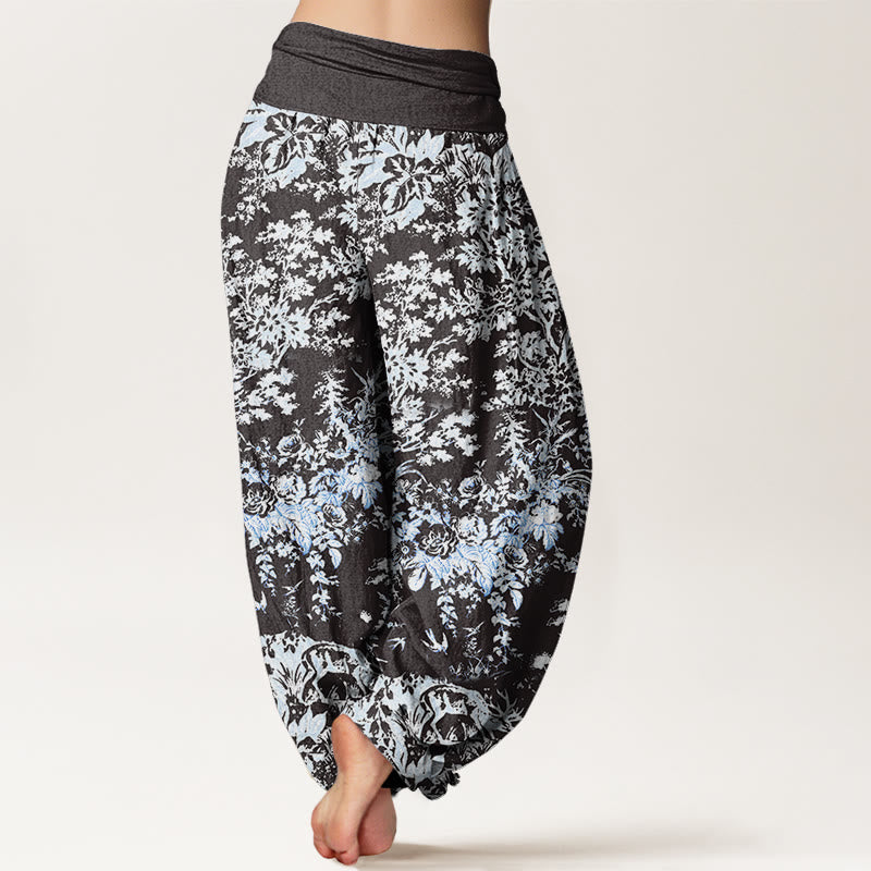 Casual Rocky Floral Pattern Women's Elastic Waist Harem Pants