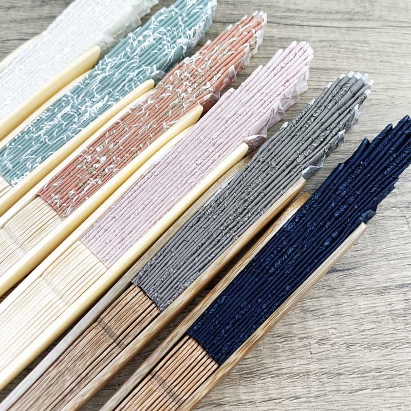 Retro Large Flower Embroidery Shell Shape Tassels Handheld Bamboo Folding Fan