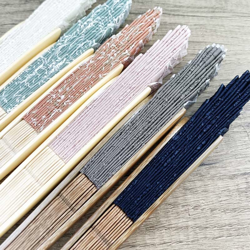 Retro Large Flower Embroidery Shell Shape Tassels Handheld Bamboo Folding Fan