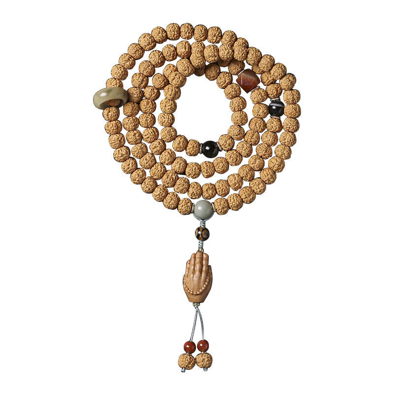 Bodhi Seed Three-eyed Dzi Bead mystic zen Hand Charm Wealth Bracelet