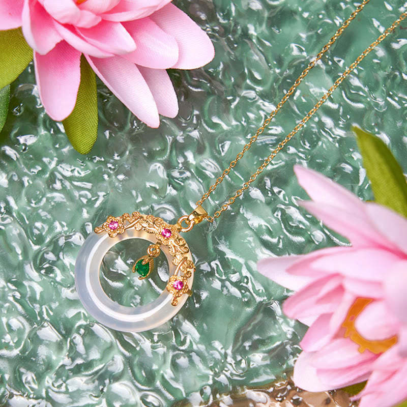 Green Chalcedony Peace Buckle Design Strength Necklace Pendant