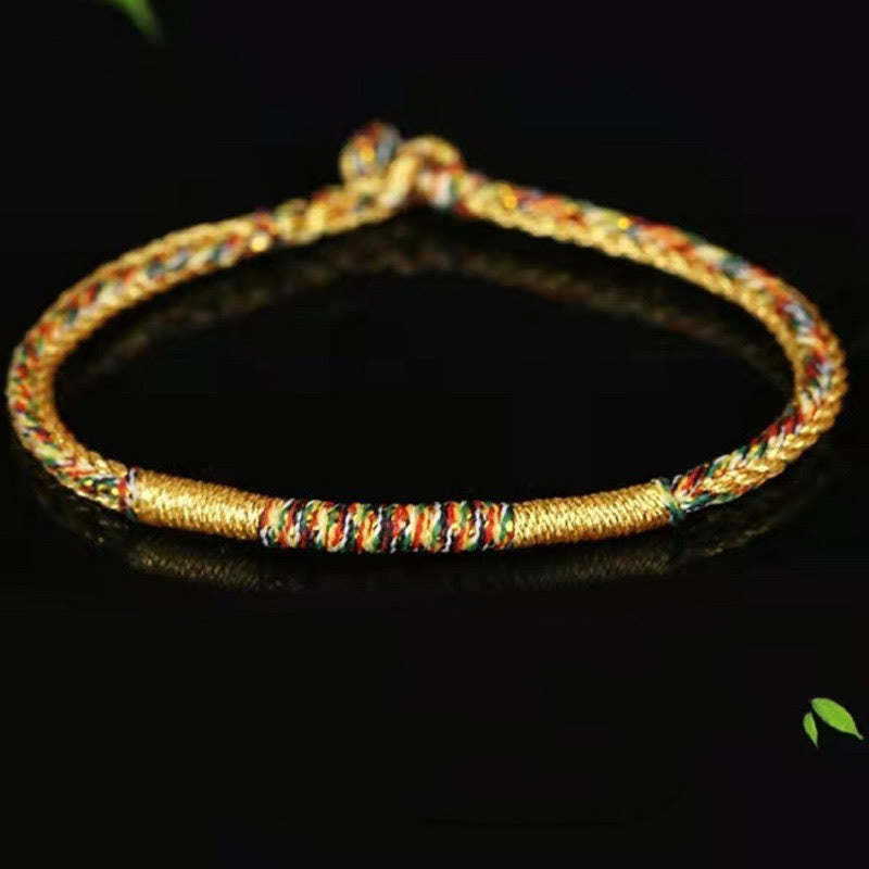 Handmade Gold Multicolored Rope Protection Braided Bracelet Anklet