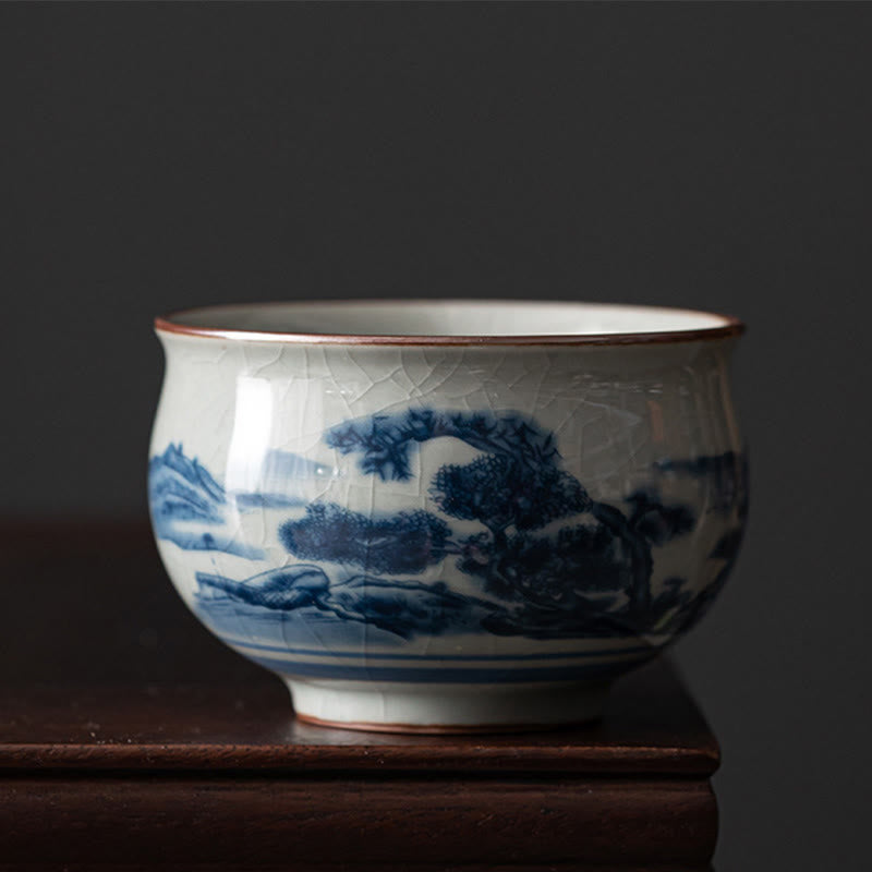 Mountain Landscape Lotus Orchid Pavilion Gathering Ceramic Teacup Kung Fu Tea Cup