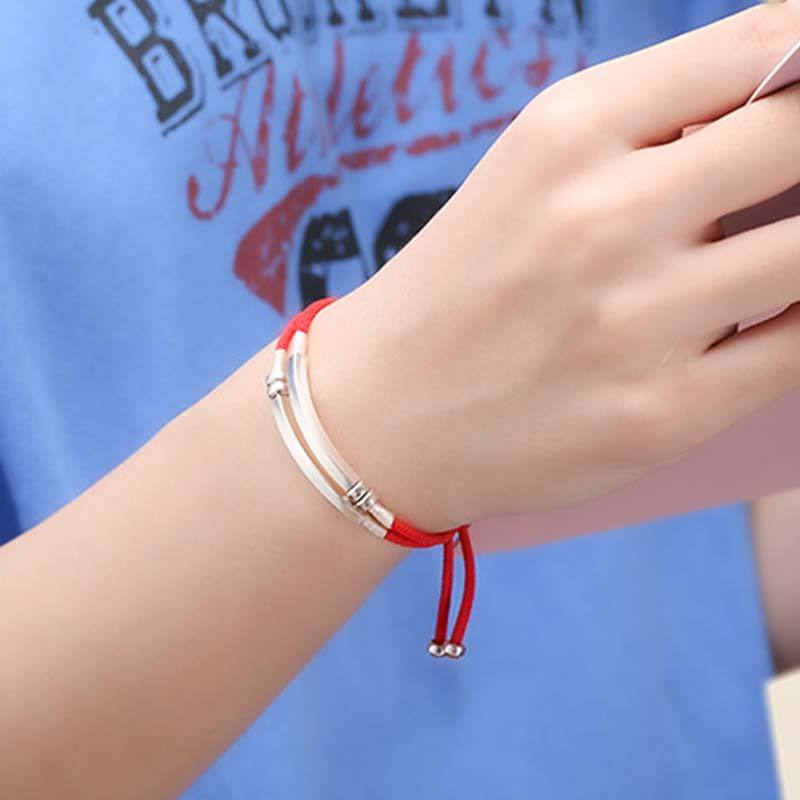 925 Sterling Silver Red String Layered Braid Bracelet