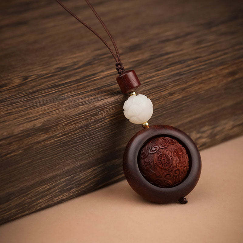 Tibetan Small Leaf Red Sandalwood Ebony Luck Protection Rotation Decoration