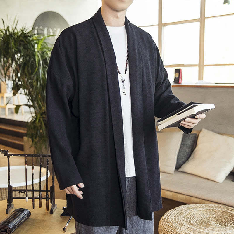 Fall Simple Casual Cotton Linen Men's Mid-length Coat Clothing