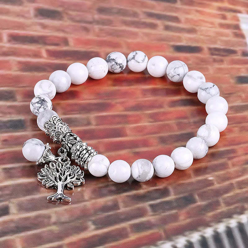 Natural Gemstone Tree of Life Lucky Charm Stretch Bracelet