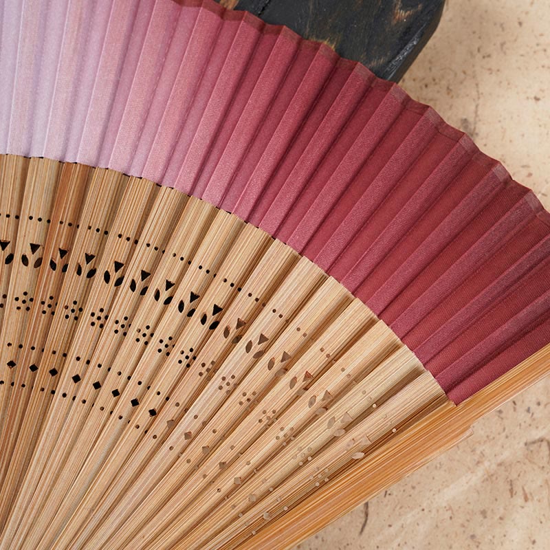 Solid Color Gradient Hollow Engraved Handheld Bamboo Folding Fan