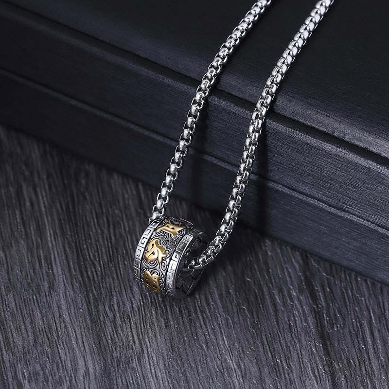 Tibetan Om Mani Padme Hum Titanium Steel Peace Necklace Pendant