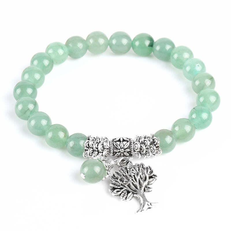 Natural Gemstone Tree of Life Lucky Charm Stretch Bracelet