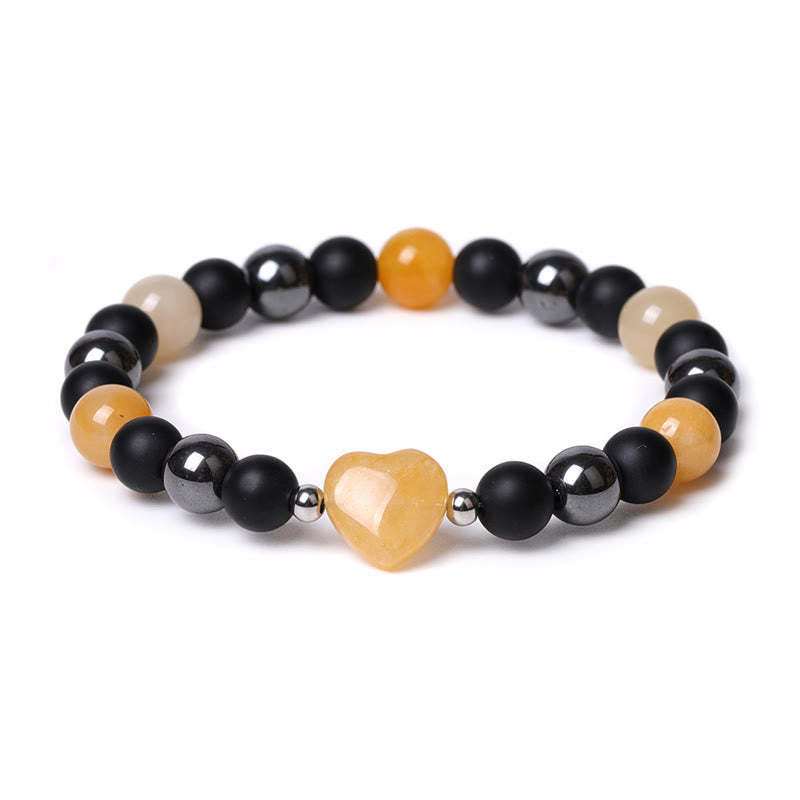 Black Onyx Tiger Eye Stone Crystal Love Heart Protection Bracelet