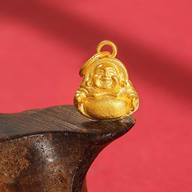 999 Gold Mini Laughing mystic zen Luck Wealth Necklace Pendant