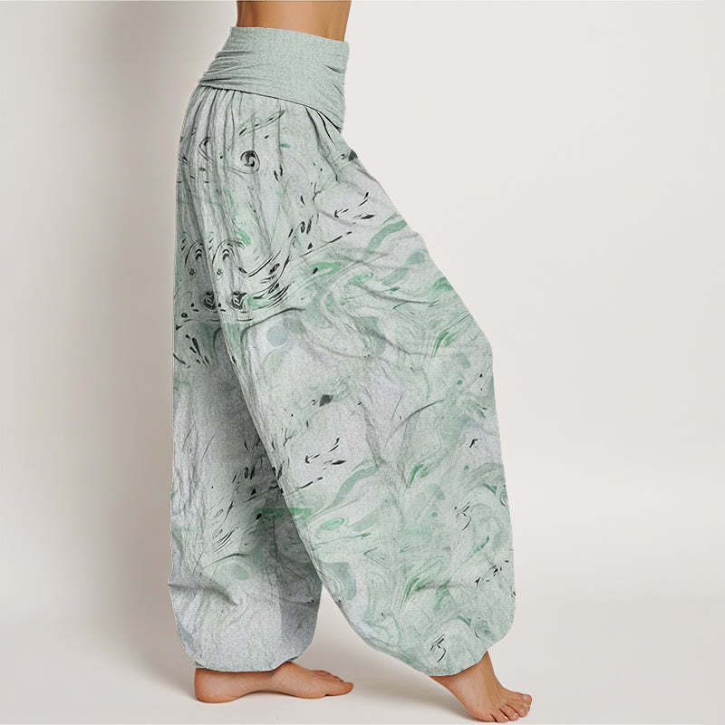 Flow Wind Pattern Women's Elastic Waist Harem Pants