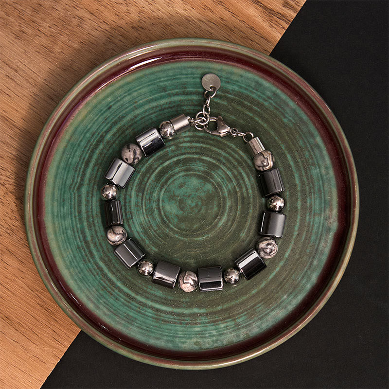 Hematite Tiger Eye Picasso Jasper Support Buckle Chain Bracelet