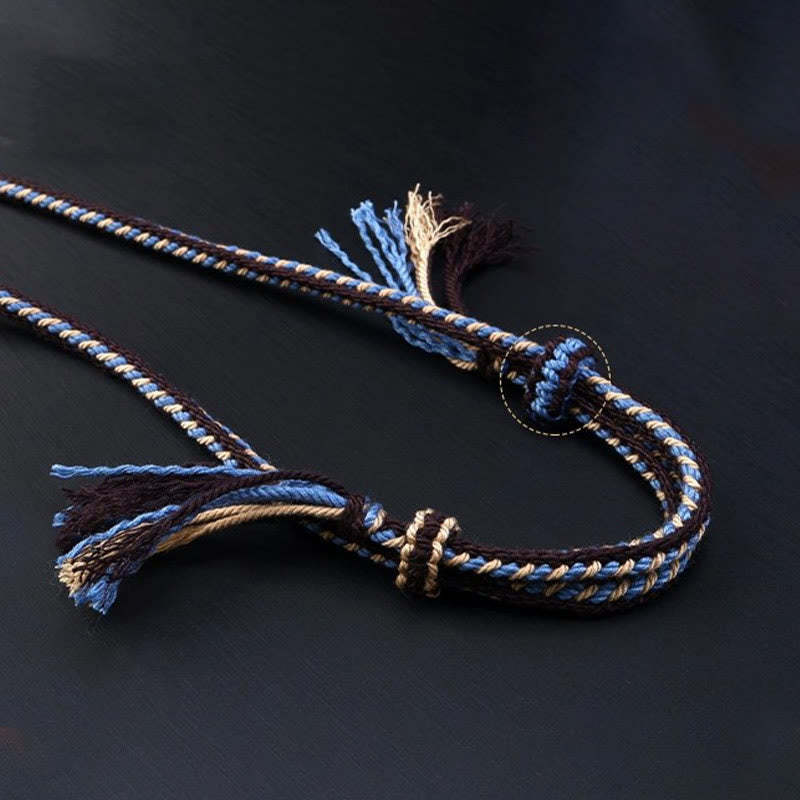 Tibetan Nine-eye Dzi Bead Protection Braided Rope Necklace Pendant
