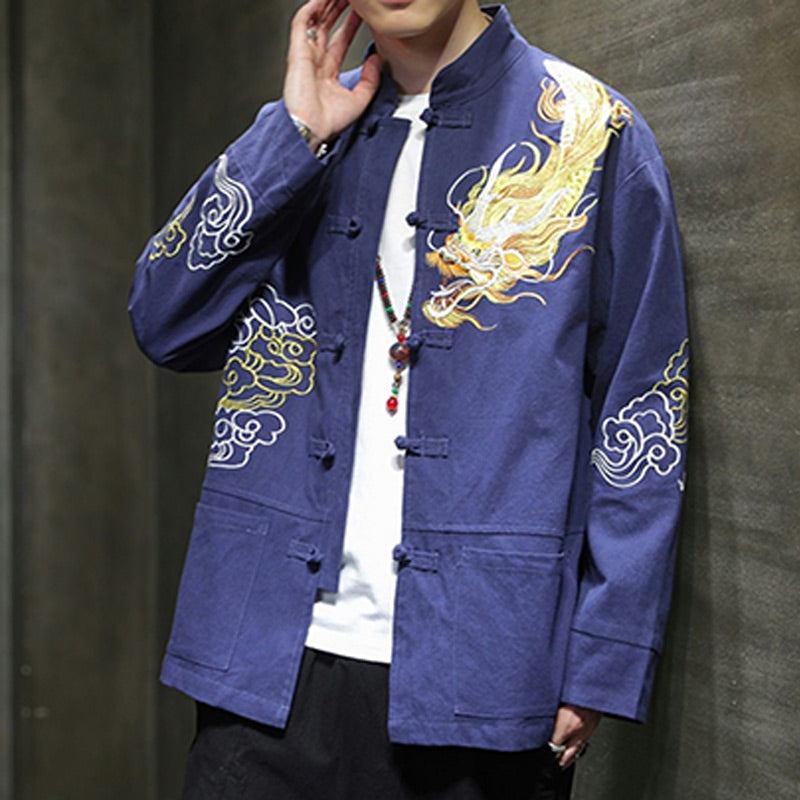 Dragon Auspicious Cloud Embroidery Clothing Chinese Tang Suit Jacket Men Clothing