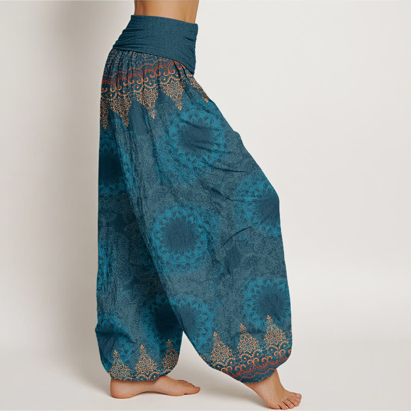 Triangular Mandala Patterns Women's Elastic Waist Harem Pants