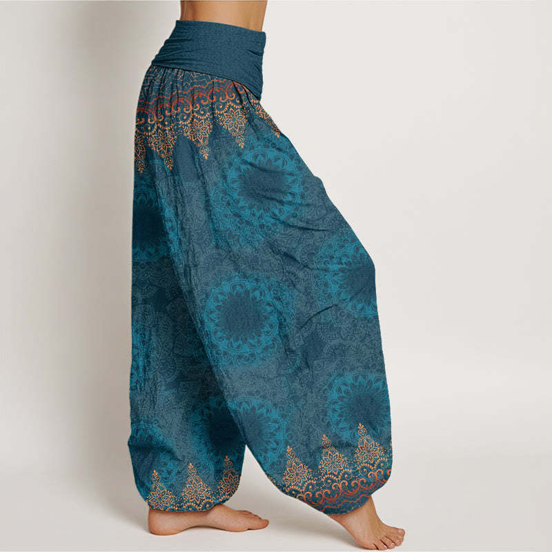 Triangular Mandala Patterns Women's Elastic Waist Harem Pants