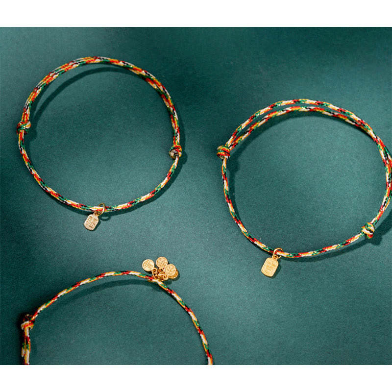 Auspicious Fu Character Peace And Joy Luck Handmade Multicolored Child Adult Bracelet