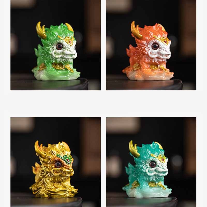 Color Changing Small Kirin Resin Tea Pet Home Figurine Decoration