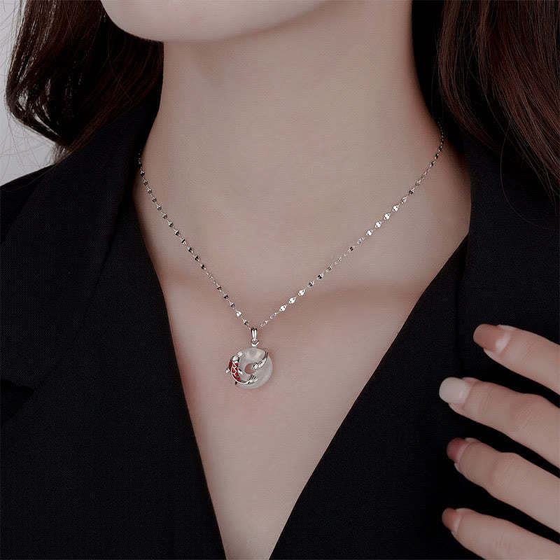Chalcedony Peace Buckle 999 Sterling Silver Koi Fish Year Of The Snake Positive Necklace Pendant