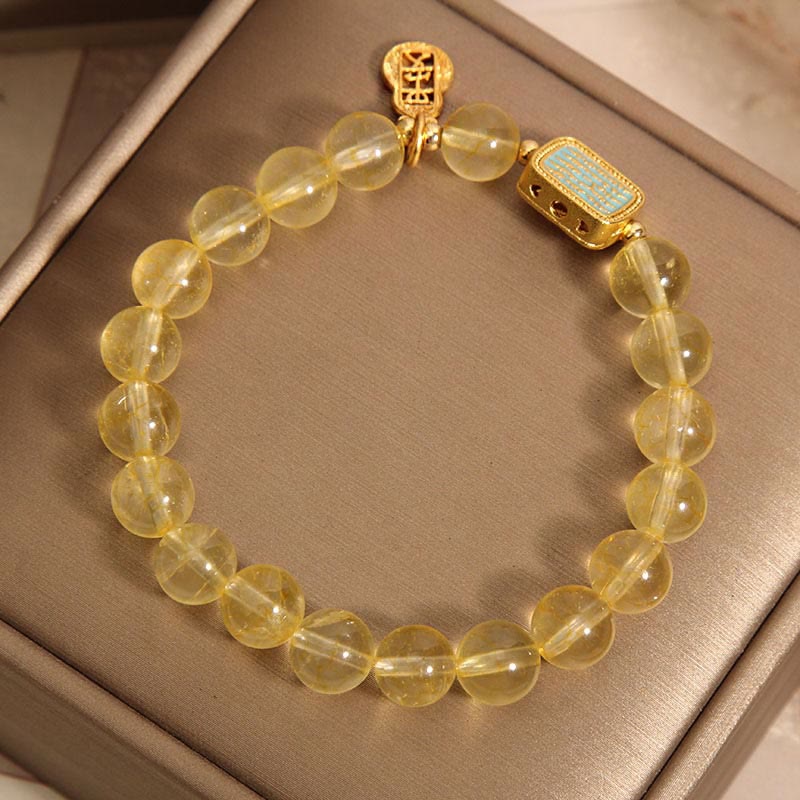 Natural Citrine Five Scriptures Generosity Bracelet