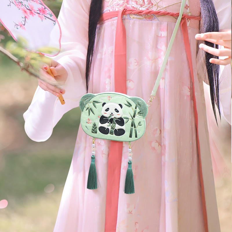 Embroidery Lucky Panda Cat Shiba Inu Deer Rabbit Fox Flower Cute Animal Hanfu Bag Crossbody Bag Shoulder Bag