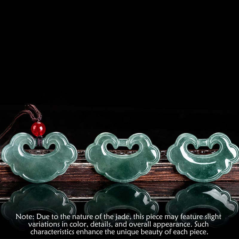 Natural Green Jade Chinese Lock Charm Luck Necklace Pendant